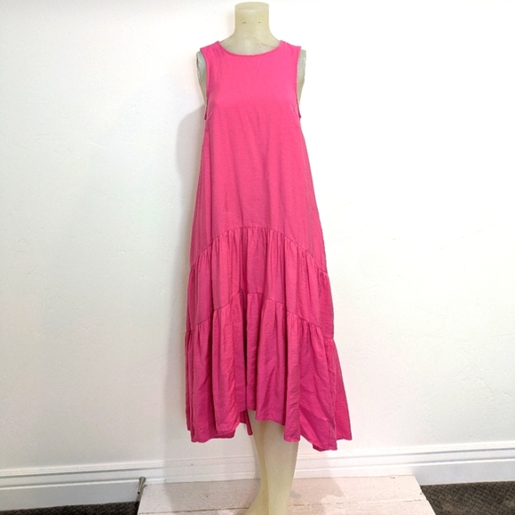 Maeve By Anthropologie Pink Sleeveless Crew Neck Sundress - Picture 2 of 13